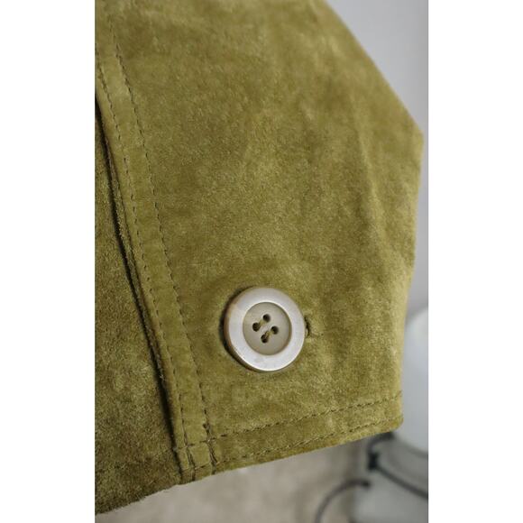 Vintage 90s Y2K St Johns Bay Tan Suede Leather Jacket Womens Petite Medium Chore - Picture 5 of 8